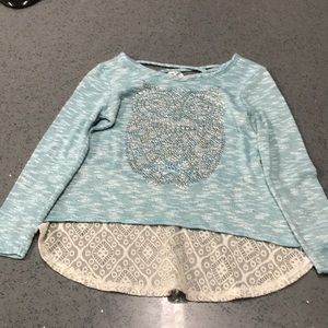 Blue and white owl shirt